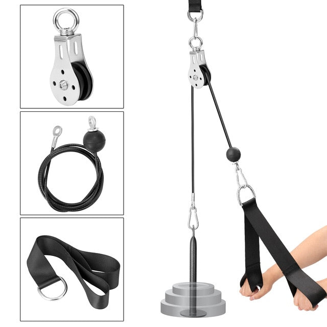 Fitness Pulley Cable Machine Attachment System Loading Lifting Arm Triceps Hand Training Gym Equipment