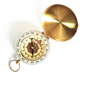 Pure Copper Clamshell Compass With Pocket Watch Compass Portable Outdoor Mettal Measuring Ruler