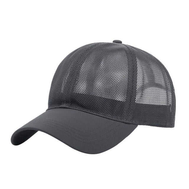 Sport Cap Men Full Mesh Caps Male Black Polytail Cap Snapback sun Hats Men Fitted Trulker Cap