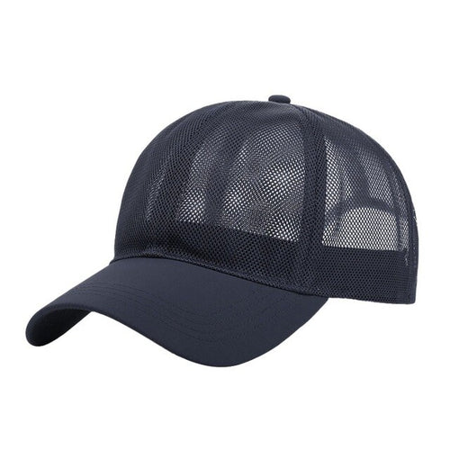 Sport Cap Men Full Mesh Caps Male Black Polytail Cap Snapback sun Hats Men Fitted Trulker Cap