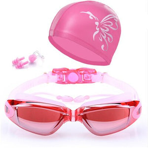 Hot Swiuming Water Sports Swimming Anti-ffog Swimming Glasses With Earplug cap Swim Hat